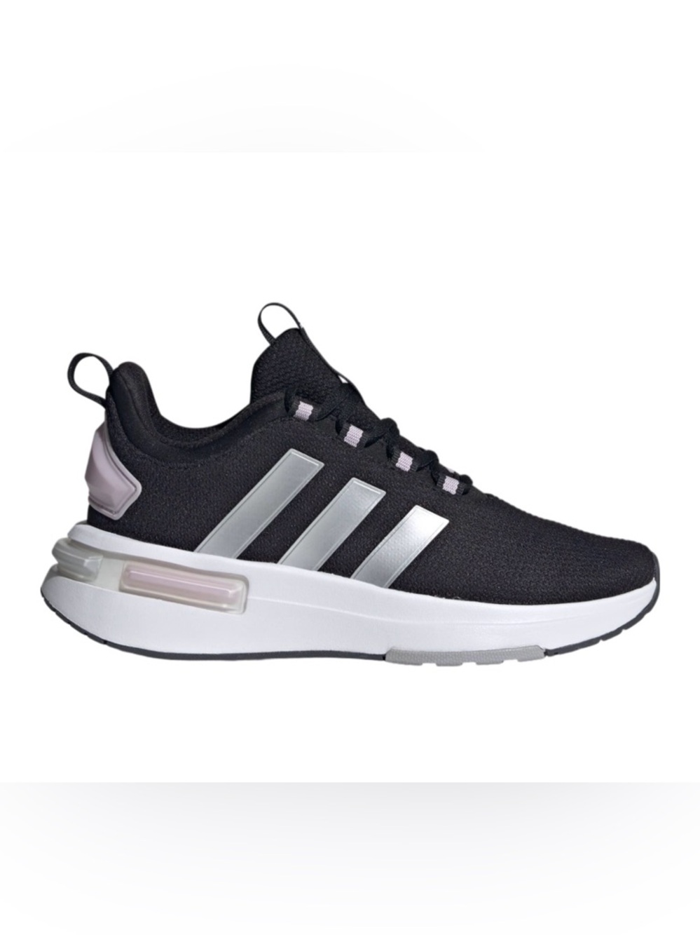 adidas Women’s Black Sneakers with Silver Three-Stripes